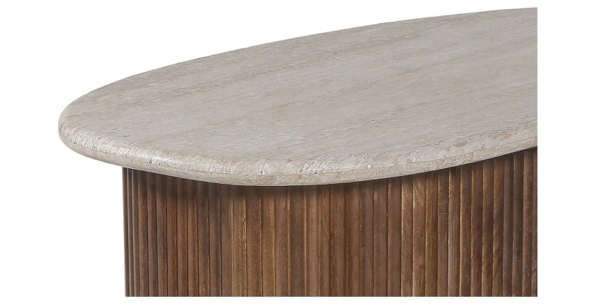 Mesa baja de madera maciza colección DELHI 90cm - Estilo étnico y diseño