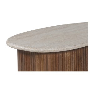 Mesa baja de madera maciza colección DELHI 90cm - Estilo étnico y diseño