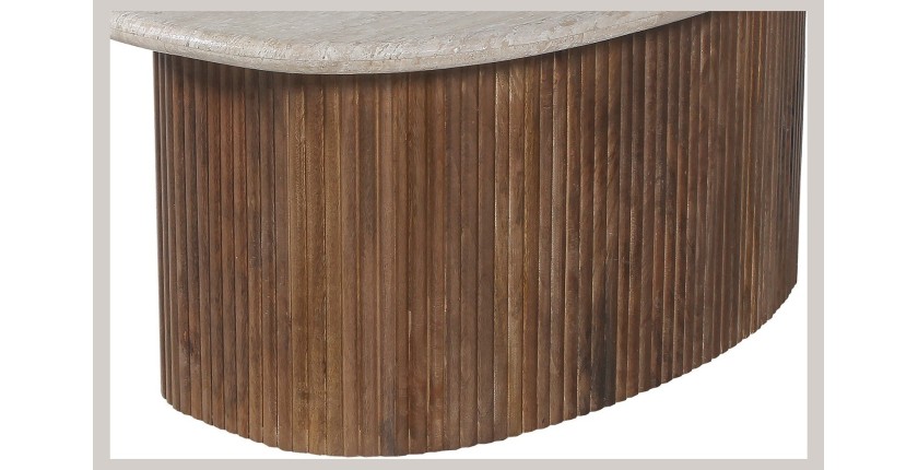 Mesa baja de madera maciza colección DELHI 90cm - Estilo étnico y diseño