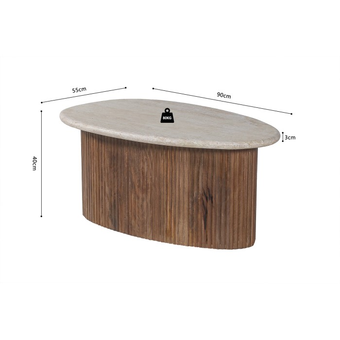 Tavolino basso in legno massiccio collezione DELHI 90cm - Stile etnico e design