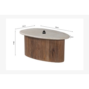 Mesa baja de madera maciza colección DELHI 90cm - Estilo étnico y diseño