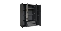 Armario TOM – 4 puertas con espejos – Color gris antracita – L160 cm – Diseño moderno y gran almacenamiento
