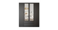 Armario TOM – 4 puertas con espejos – Color gris antracita – L160 cm – Diseño moderno y gran almacenamiento