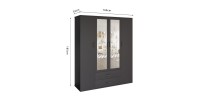 Armario TOM – 4 puertas con espejos – Color gris antracita – L160 cm – Diseño moderno y gran almacenamiento