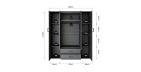 Armoire TOM – 4 portes avec miroirs – Coloris gris anthracite – L160 cm – Design moderne et grand rangement