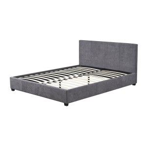 Lit double ROMA – 140x200 cm – PU gris – Sommier inclus – Design moderne – Structure MDF