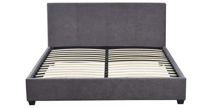 Lit double ROMA – 140x200 cm – PU gris – Sommier inclus – Design moderne – Structure MDF