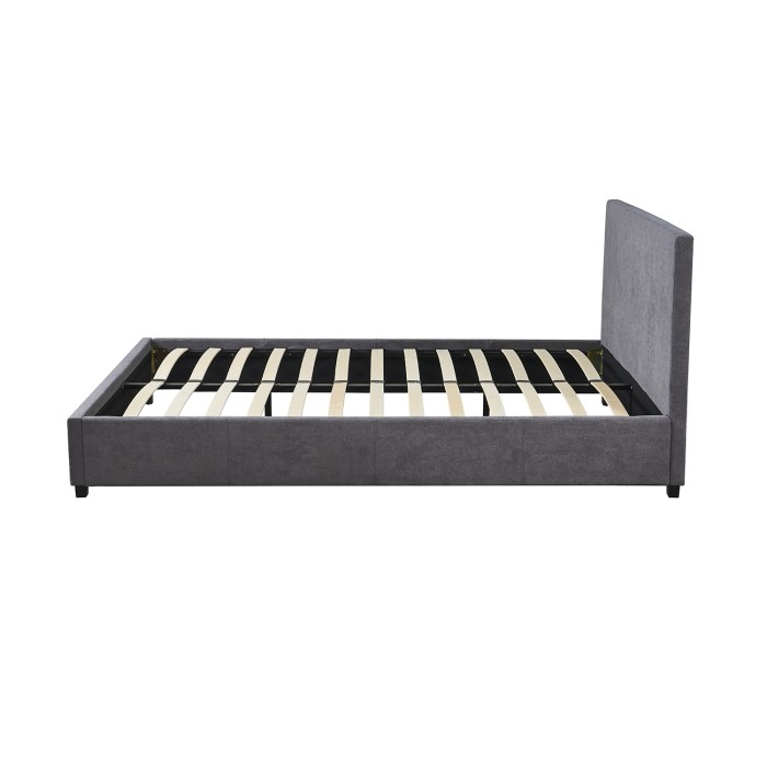 Dubbel bed ROMA – 140x200 cm – PU grijs – Inclusief bedbodem – Modern design – MDF-structuur