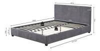 Dubbel bed ROMA - 140x200 cm - PU grijs - Lattenbodem inbegrepen - Modern ontwerp - MDF structuur