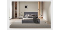 Dubbel bed ROMA - 140x200 cm - PU grijs - Lattenbodem inbegrepen - Modern ontwerp - MDF structuur