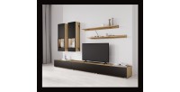 Möbelset für das Wohnzimmer RAMOS – Eiche und super matt Schwarz – Modernes Design ohne LED