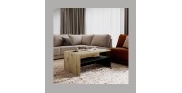 Table basse RAMOS – Design chêne et noir super mat – Plateau avec rangement intégré – 100x60 cm