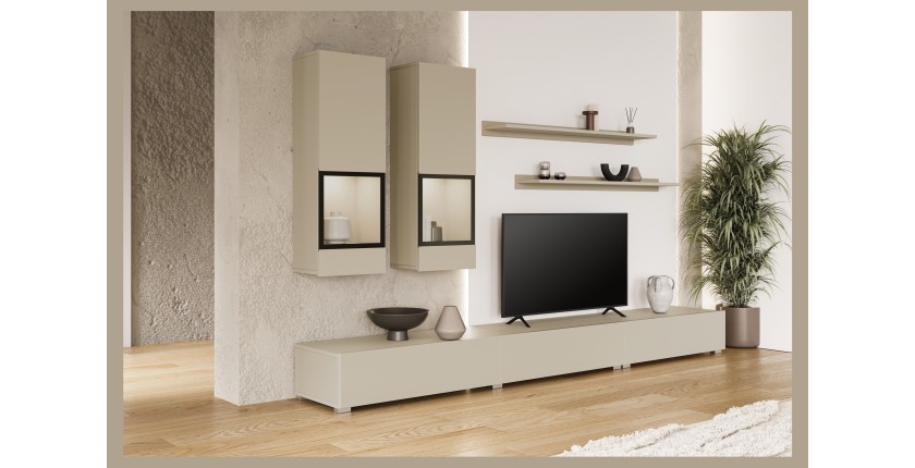Ensemble meubles de salon RAMOS – Beige clair – Design contemporain sans LED