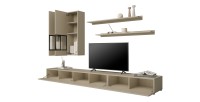 Ensemble meubles de salon RAMOS – Beige clair – Design contemporain sans LED