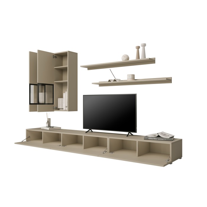 Conjunto de muebles de salón RAMOS – Beige claro – Diseño contemporáneo sin LED