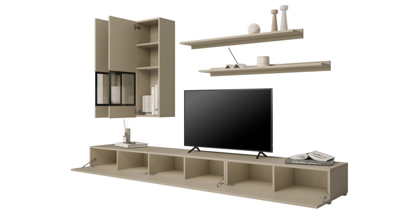 Ensemble meubles de salon RAMOS – Beige clair – Design contemporain sans LED
