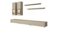 Ensemble meubles de salon RAMOS – Beige clair – LED multicolore intégrée – Style contemporain