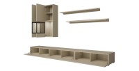 Ensemble meubles de salon RAMOS – Beige clair – LED multicolore intégrée – Style contemporain