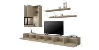 Ensemble meubles de salon RAMOS – Beige clair – LED multicolore intégrée – Style contemporain