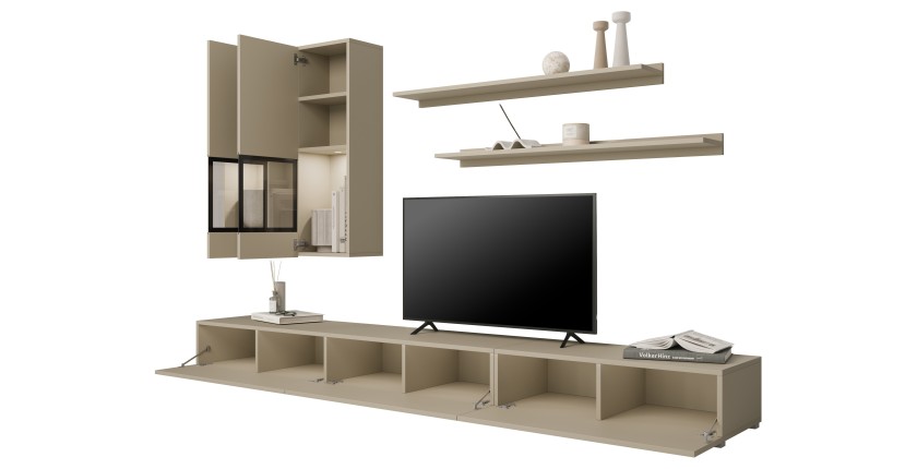 Ensemble Möbel für das Wohnzimmer RAMOS – Hellbeige – Integrierte multicolor LED – Zeitgenössischer Stil