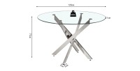 Table à manger CRISTELIA – Ronde Ø120 cm – Plateau en verre – Pieds chromés – Design élégant et moderne 