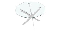 Table à manger CRISTELIA – Ronde Ø120 cm – Plateau en verre – Pieds chromés – Design élégant et moderne 