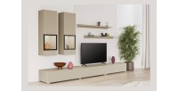 Ensemble meubles de salon RAMOS – Beige clair – LED multicolore intégrée – Style contemporain