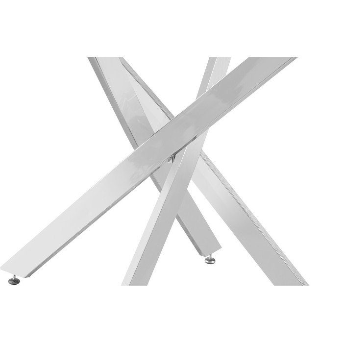 Table à manger CRISTELIA – Ronde Ø120 cm – Plateau en verre – Pieds chromés – Design élégant et moderne 