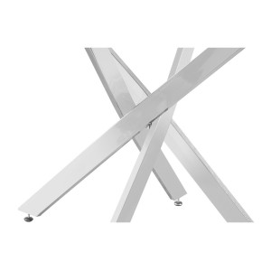 Table à manger CRISTELIA – Ronde Ø120 cm – Plateau en verre – Pieds chromés – Design élégant et moderne 