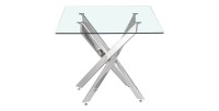 Table à manger CRISTELIA – 160x90 cm – Plateau en verre – Pieds en métal chromé – Design élégant et lumineux 