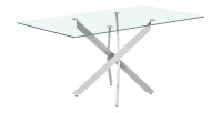Table à manger CRISTELIA – 160x90 cm – Plateau en verre – Pieds en métal chromé – Design élégant et lumineux