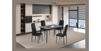 Table à manger GRANVIA – 120x70 cm – Effet ardoise – Structure métal – Design compact et moderne 