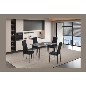 Table à manger GRANVIA – 120x70 cm – Effet ardoise – Structure métal – Design compact et moderne 