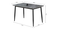 Table à manger GRANVIA – 120x70 cm – Effet ardoise – Structure métal – Design compact et moderne 