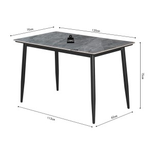 Table à manger GRANVIA – 120x70 cm – Effet ardoise – Structure métal – Design compact et moderne 