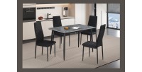 Table à manger GRANVIA – 120x70 cm – Effet ardoise – Structure métal – Design compact et moderne 