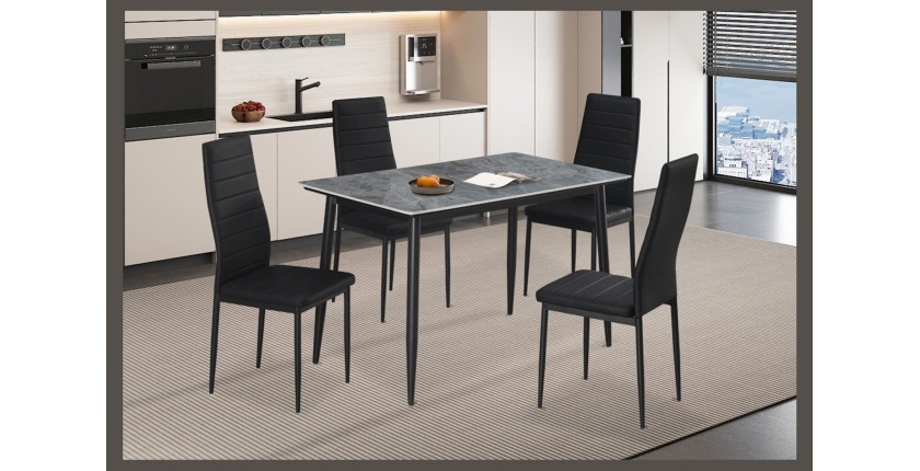 Table à manger GRANVIA – 120x70 cm – Effet ardoise – Structure métal – Design compact et moderne 