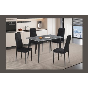 Table à manger GRANVIA – 120x70 cm – Effet ardoise – Structure métal – Design compact et moderne 