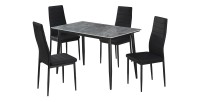 Table à manger GRANVIA – 120x70 cm – Effet ardoise – Structure métal – Design compact et moderne 