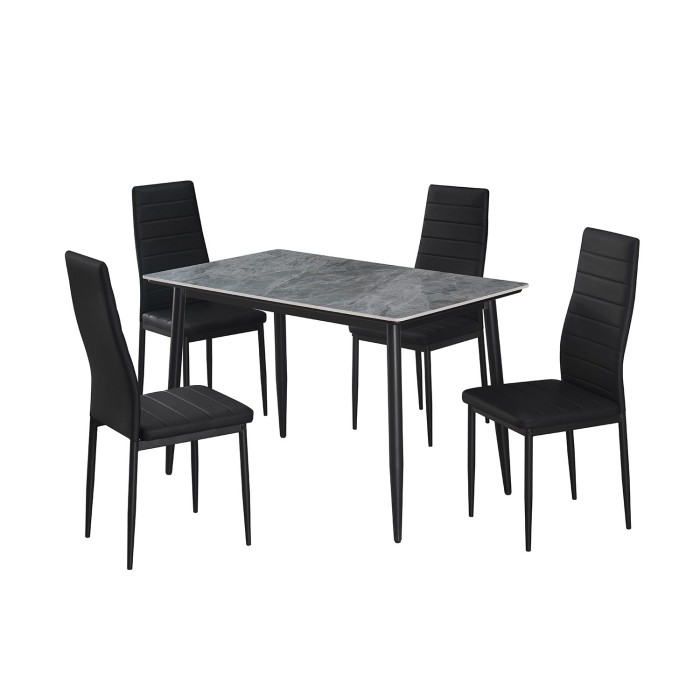 Table à manger GRANVIA – 120x70 cm – Effet ardoise – Structure métal – Design compact et moderne 