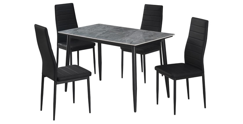 Table à manger GRANVIA – 120x70 cm – Effet ardoise – Structure métal – Design compact et moderne 