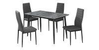 Table à manger GRANVIA – 120x70 cm – Effet ardoise – Structure métal – Design compact et moderne 