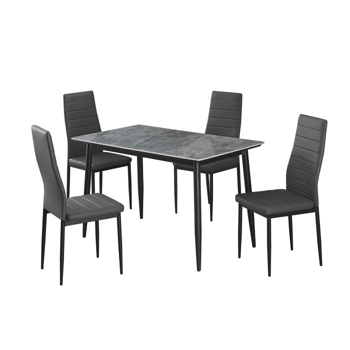 Table à manger GRANVIA – 120x70 cm – Effet ardoise – Structure métal – Design compact et moderne 