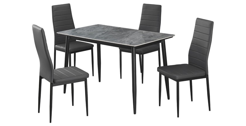 Table à manger GRANVIA – 120x70 cm – Effet ardoise – Structure métal – Design compact et moderne 