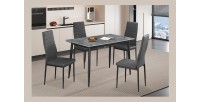 Table à manger GRANVIA – 120x70 cm – Effet ardoise – Structure métal – Design compact et moderne 