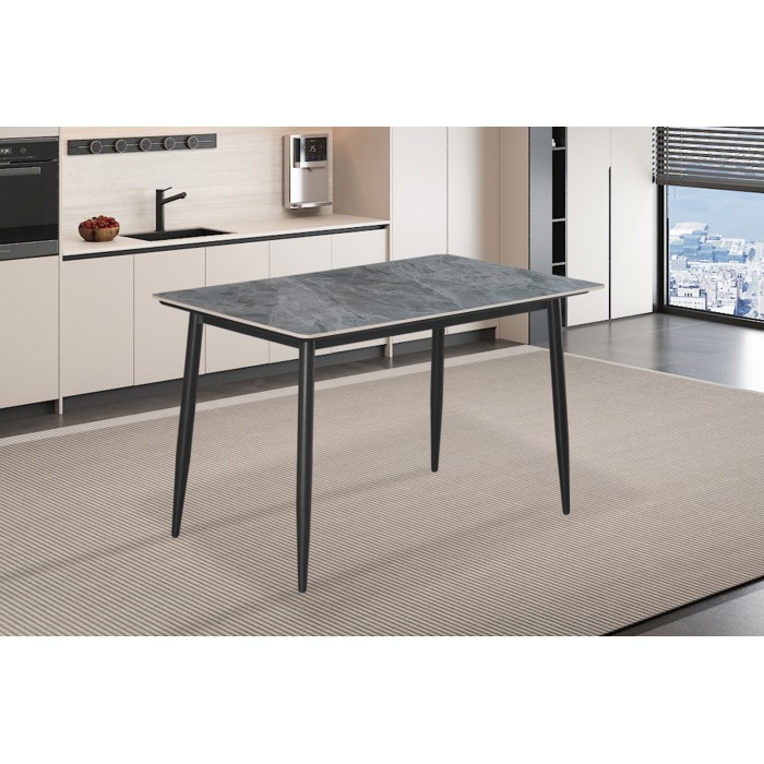 Table à manger GRANVIA – 120x70 cm – Effet ardoise – Structure métal – Design compact et moderne 