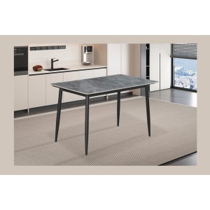 Table à manger GRANVIA – 120x70 cm – Effet ardoise – Structure métal – Design compact et moderne 