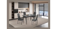 Table à manger GRANVIA – 120x70 cm – Effet ardoise – Structure métal – Design compact et moderne 