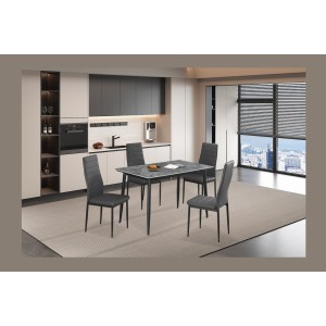 Table à manger GRANVIA – 120x70 cm – Effet ardoise – Structure métal – Design compact et moderne 