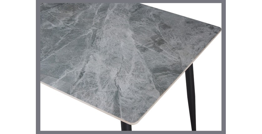 Table à manger GRANVIA – 120x70 cm – Effet ardoise – Structure métal – Design compact et moderne 